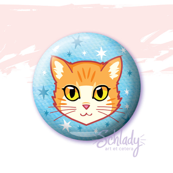 Orange Tabby Cat - Yellow Eyes - Button Pin