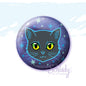 Dark Grey Cat - Green Eyes - Button Pin