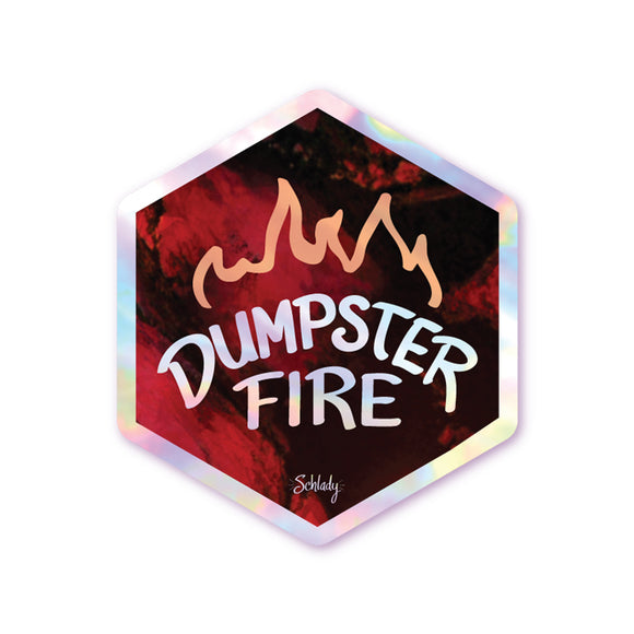 Dumpster Fire - Holographic Hexagon Sticker