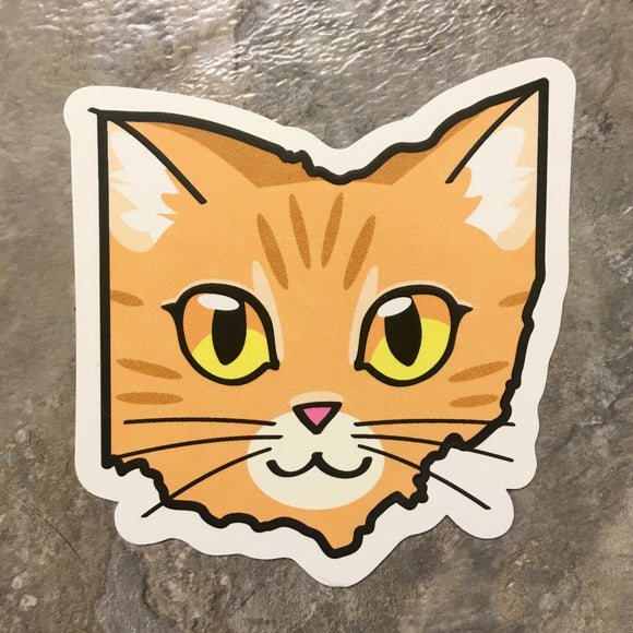 Ohio Cat Sticker - Orange Tabby