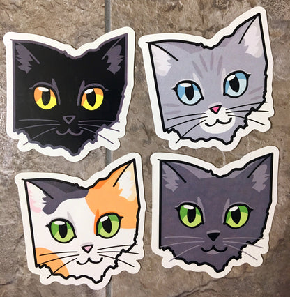 Ohio Cat Sticker - Light Grey Tabby