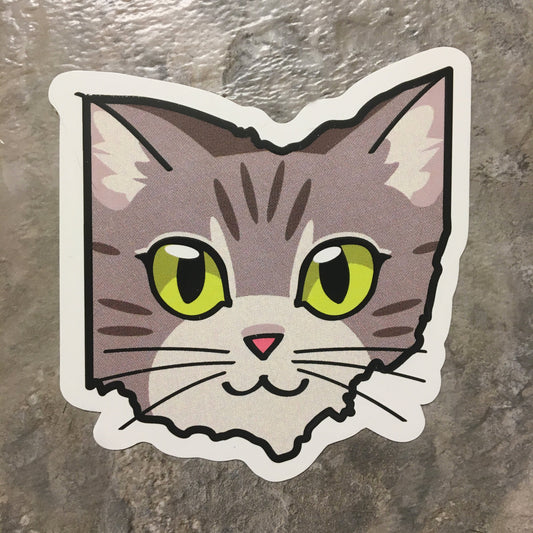 Ohio Cat Sticker - Brown-Grey Tabby