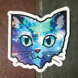 Ohio Cat Sticker - Blue Galaxy