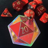 Red d20 Nat 20 - Holographic Hexagon Sticker