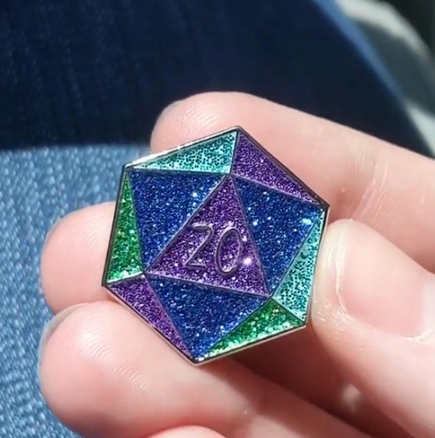 d20 Glitter Enamel Pin