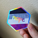 Nope - Ace Pride - Holographic Hexagon Sticker