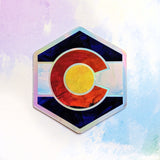 Colorado Flag C - Holographic Hexagon Sticker