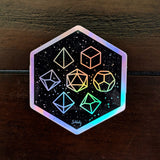 Dice In The Stars - Holographic Hexagon Sticker