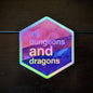 Dungeons AND Dragons - Bi Pride - Holographic Hexagon Sticker