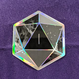 Black Silver d20 Nat 1 - Holographic Hexagon Sticker