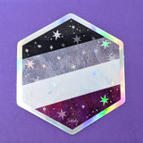 Starry Asexual Pride Flag - Holographic Hexagon Sticker