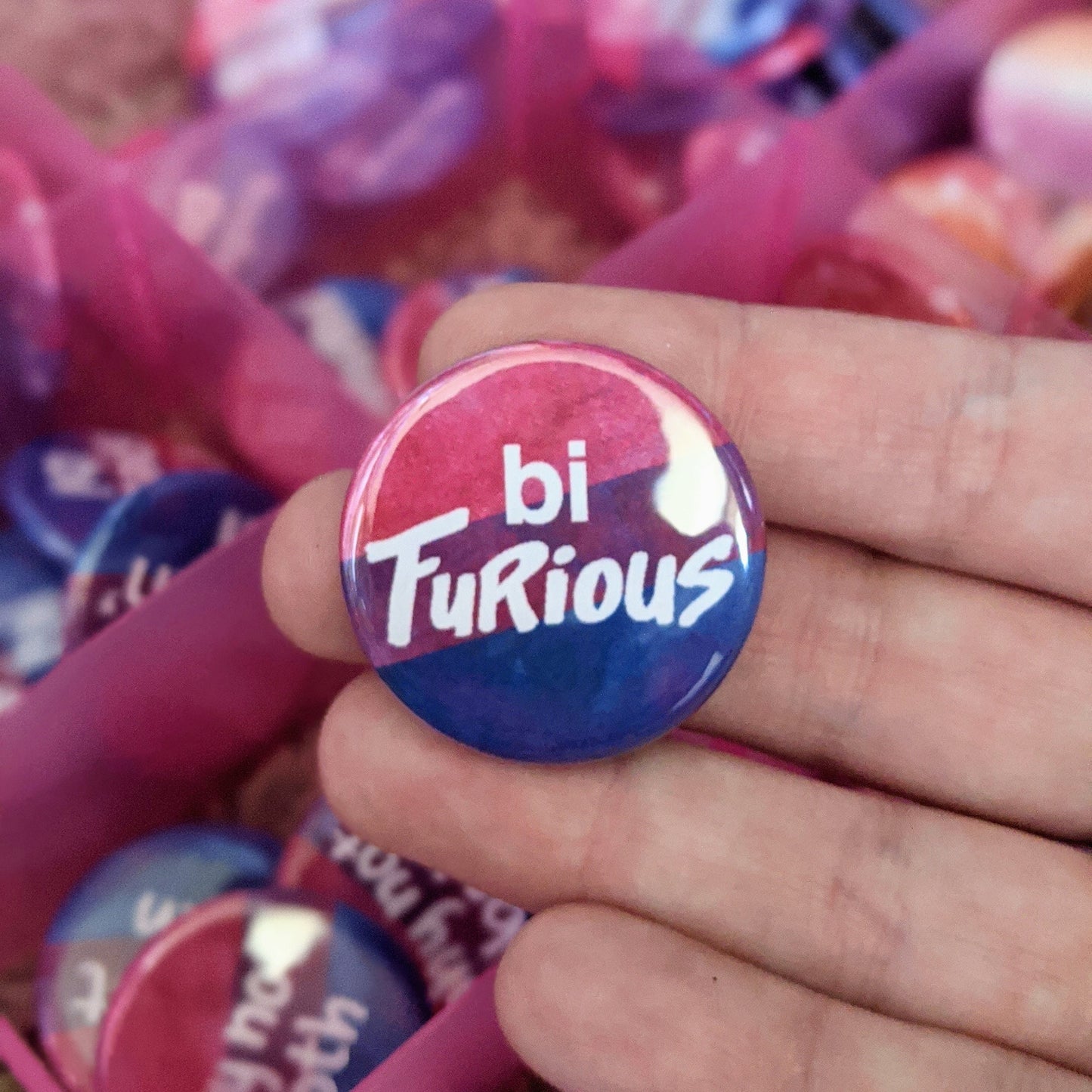 Bi-Furious - Bi Pride Button Pin