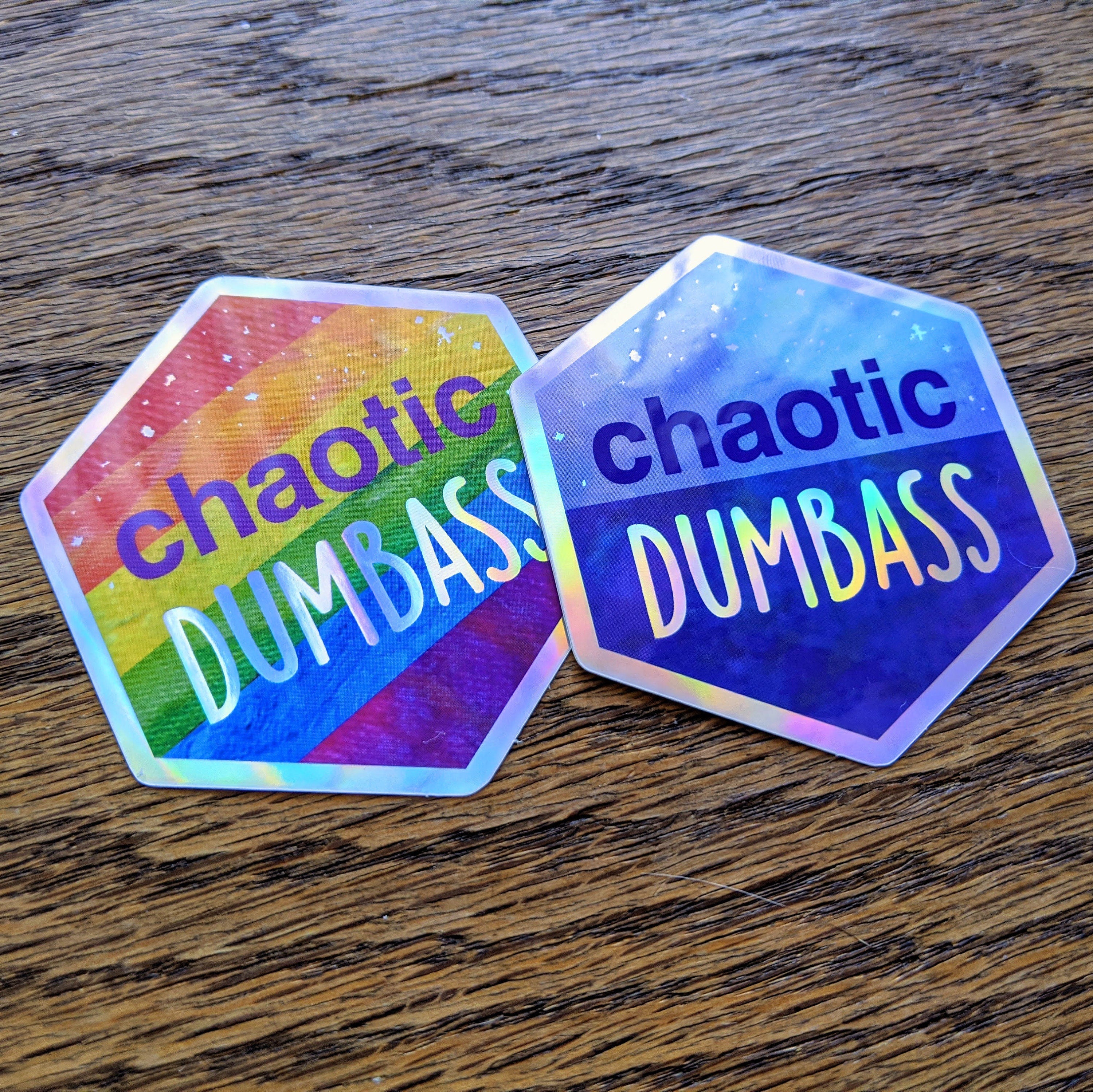 Chaotic Queer - Holographic Hexagon Sticker