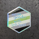 None Gender with Left Beef - Holographic Hexagon Sticker