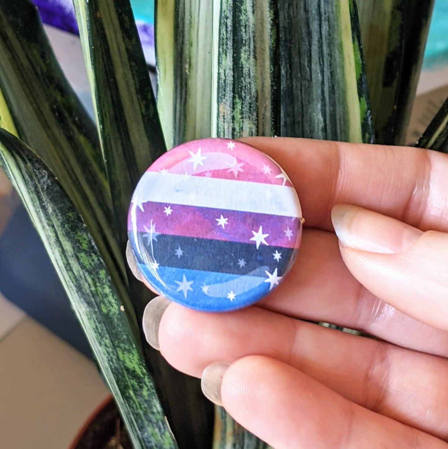 Starry Genderfluid Pride Flag - Button Pin