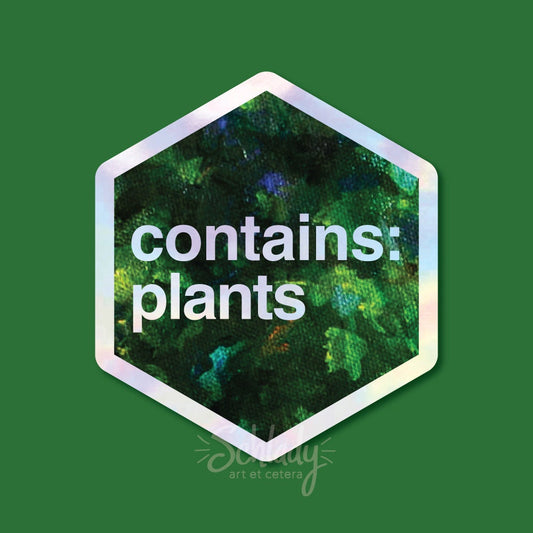 Contains Plants - Holographic Hexagon Sticker