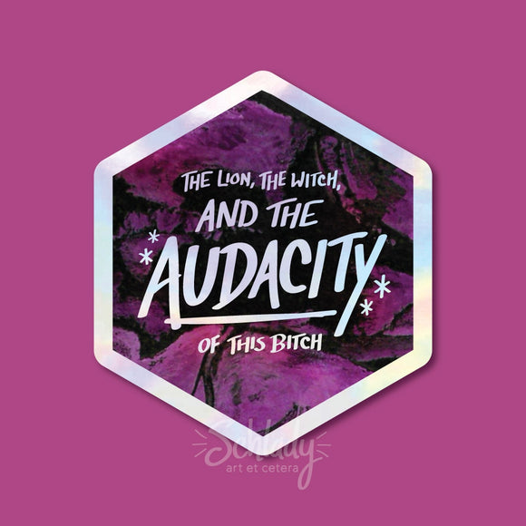 The Lion The Witch The Audacity - Holographic Hexagon Sticker