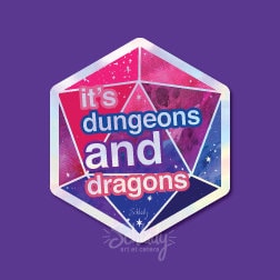 Dungeons AND Dragons D20 - Bi Pride - Holographic Hexagon Sticker