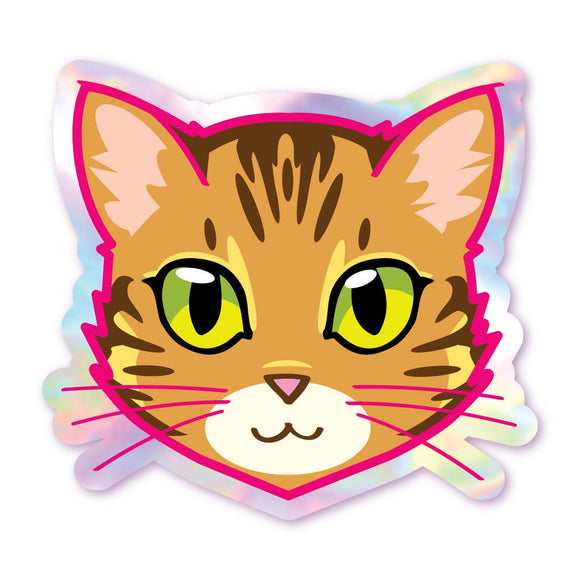 Bengal Cat Face - Holographic Sticker