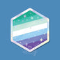 Starry Gay Men Pride Flag - Holographic Hexagon Sticker